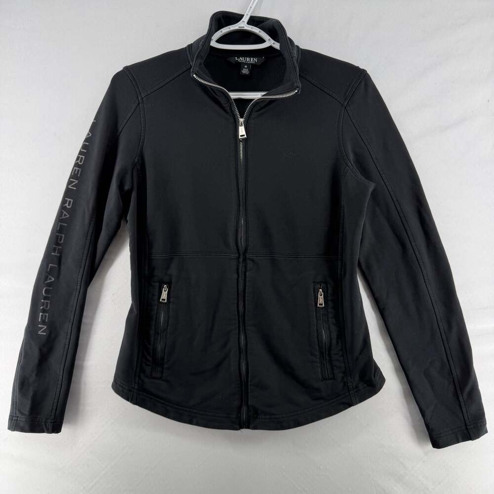 1416 WM- Ralph Lauren Black Full-Zip Jacket with Stand Collar and Side Pockets